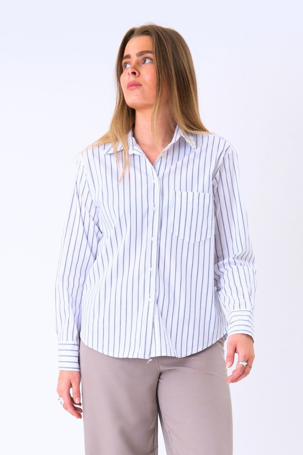 Thalia Striped Shirt - White
