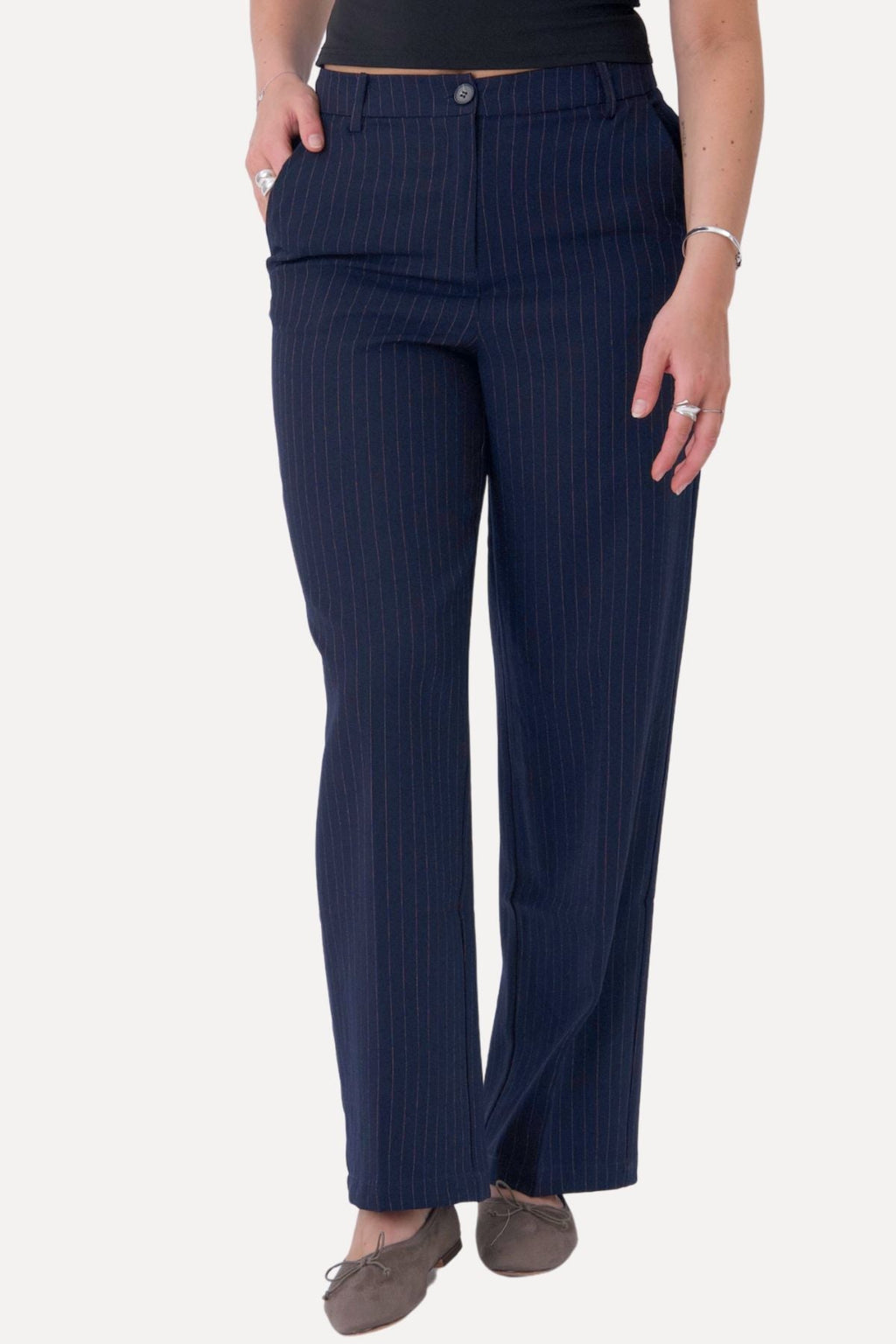 Pantaloni classici - gessicio blu scuro