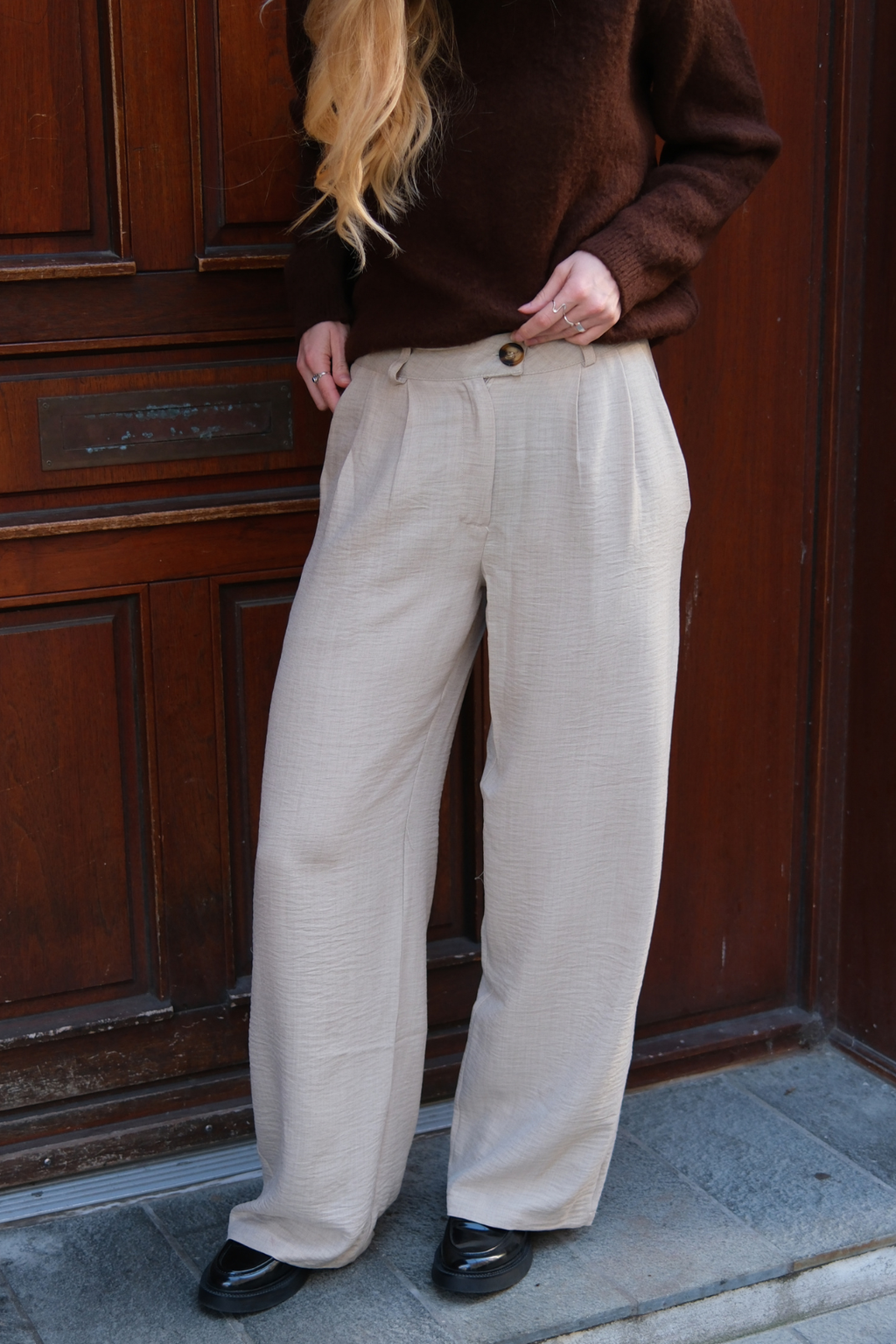 Emma Pants Loose - Beige