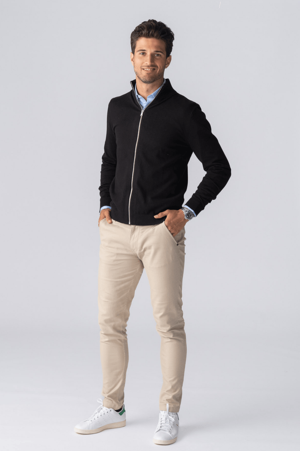 Cardigan con zip - Nero