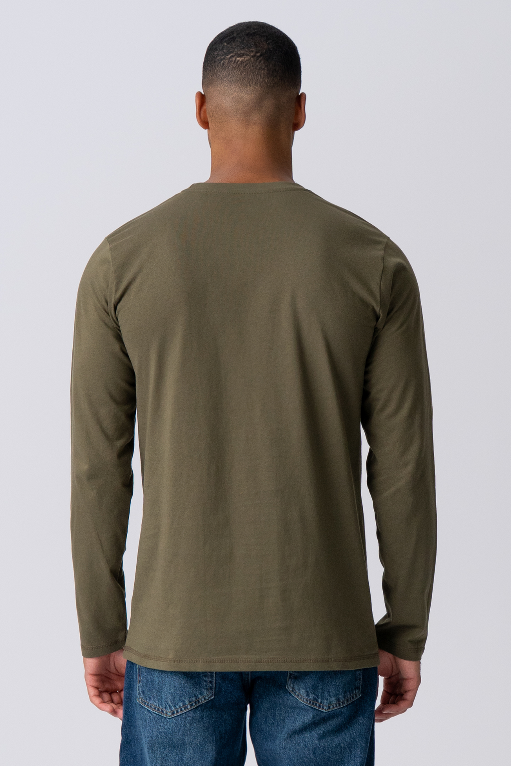 T-shirt a maniche lunghe di base-Green dell'esercito