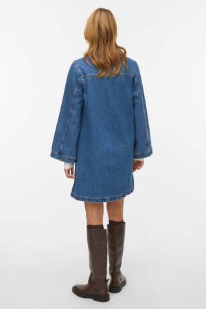 Findo Short Denim Dress - Medium Blue Denim