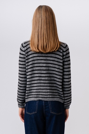 Cardigan in maglia a righe Crizette - Grigio/Nero