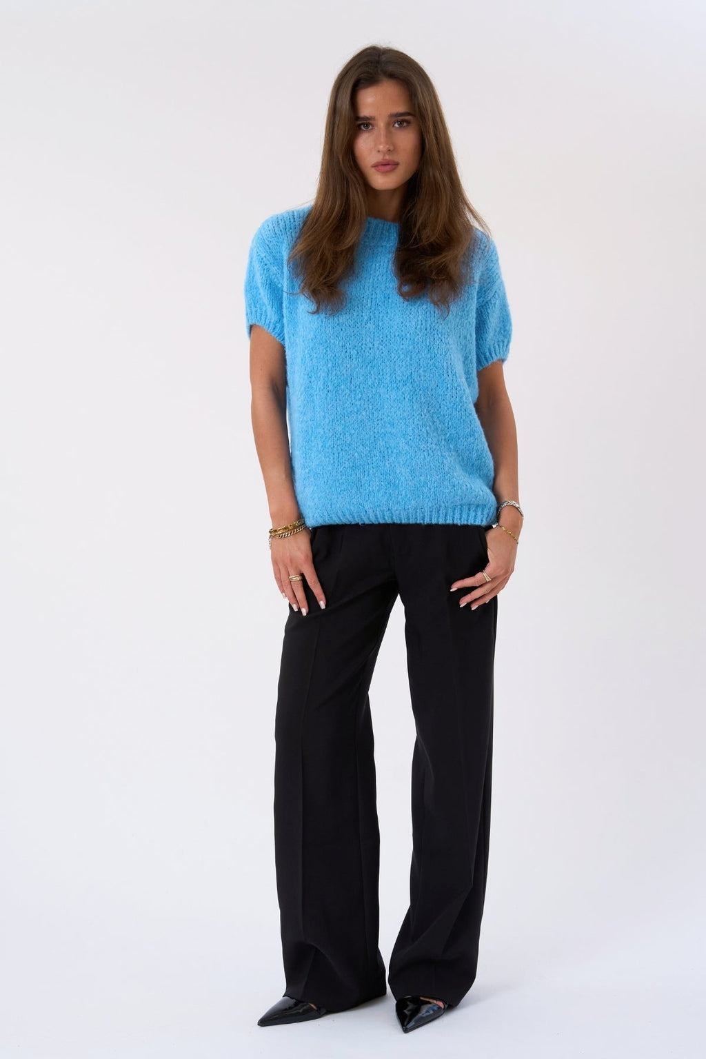 Chloe Short Sleeved Knit - Light Blue