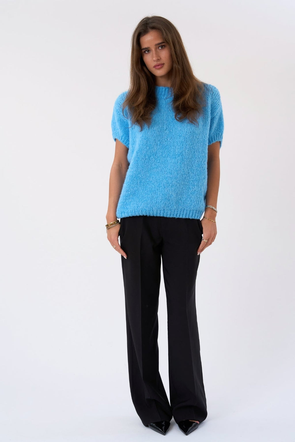 Chloe Short Sleeved Knit - Light Blue