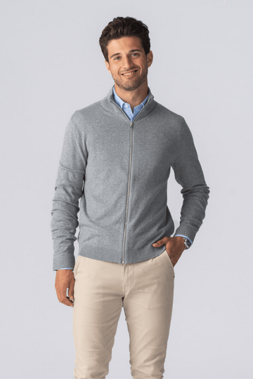 Cardigan con zip - Grigio melange