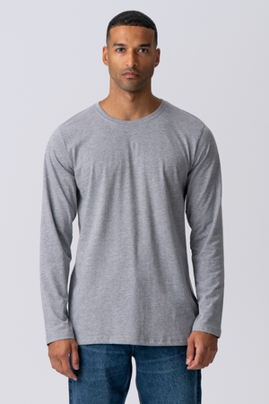 T-shirt di base a maniche lunghe-Grigio