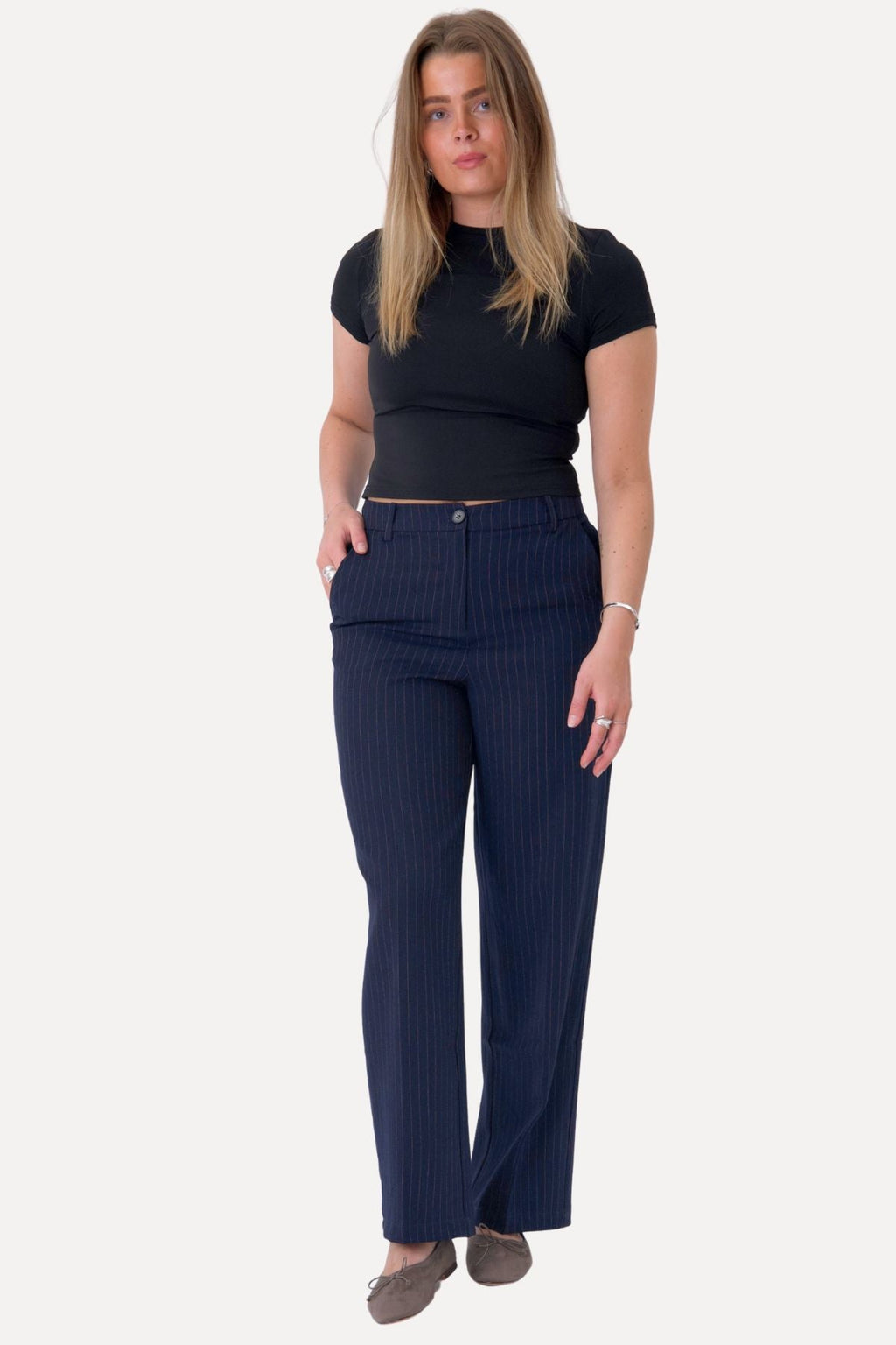 Pantaloni classici - gessicio blu scuro