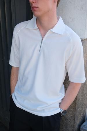 Mezza zip a manica corta enzo - bianco