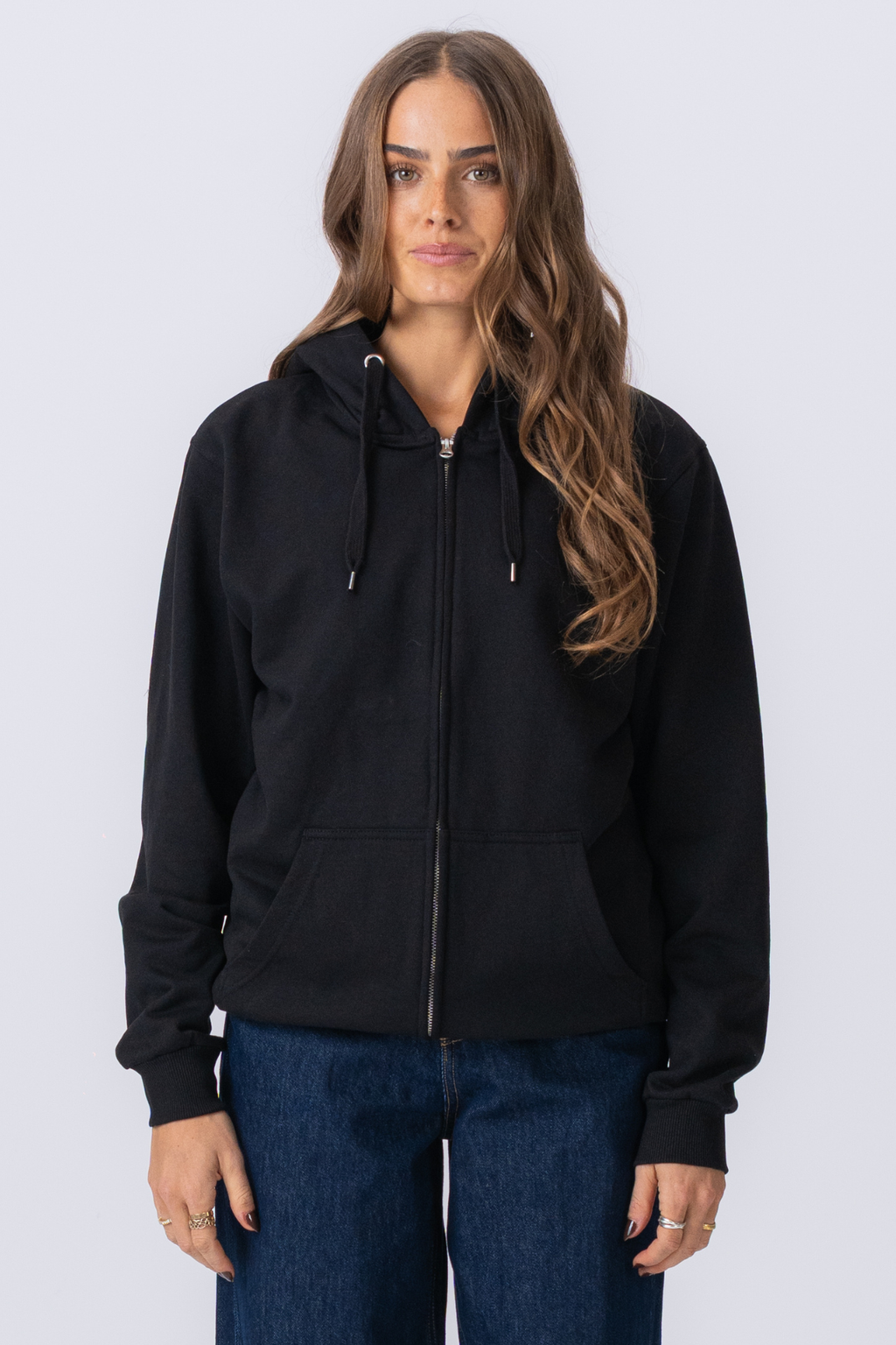 Felpa con Zip Basic - Nero