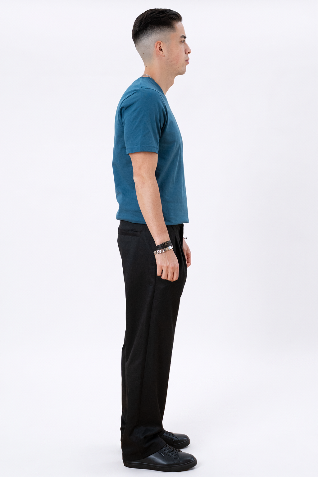 Basic T-shirt scollo a V - Blu Petrolio