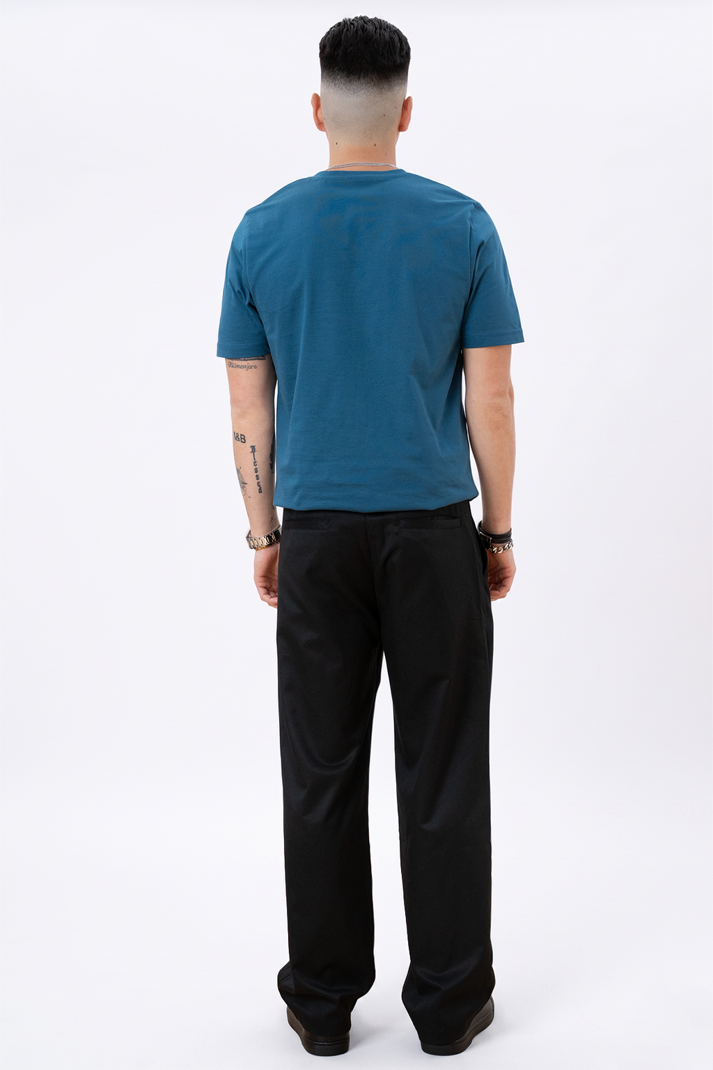 Basic T-shirt scollo a V - Blu Petrolio
