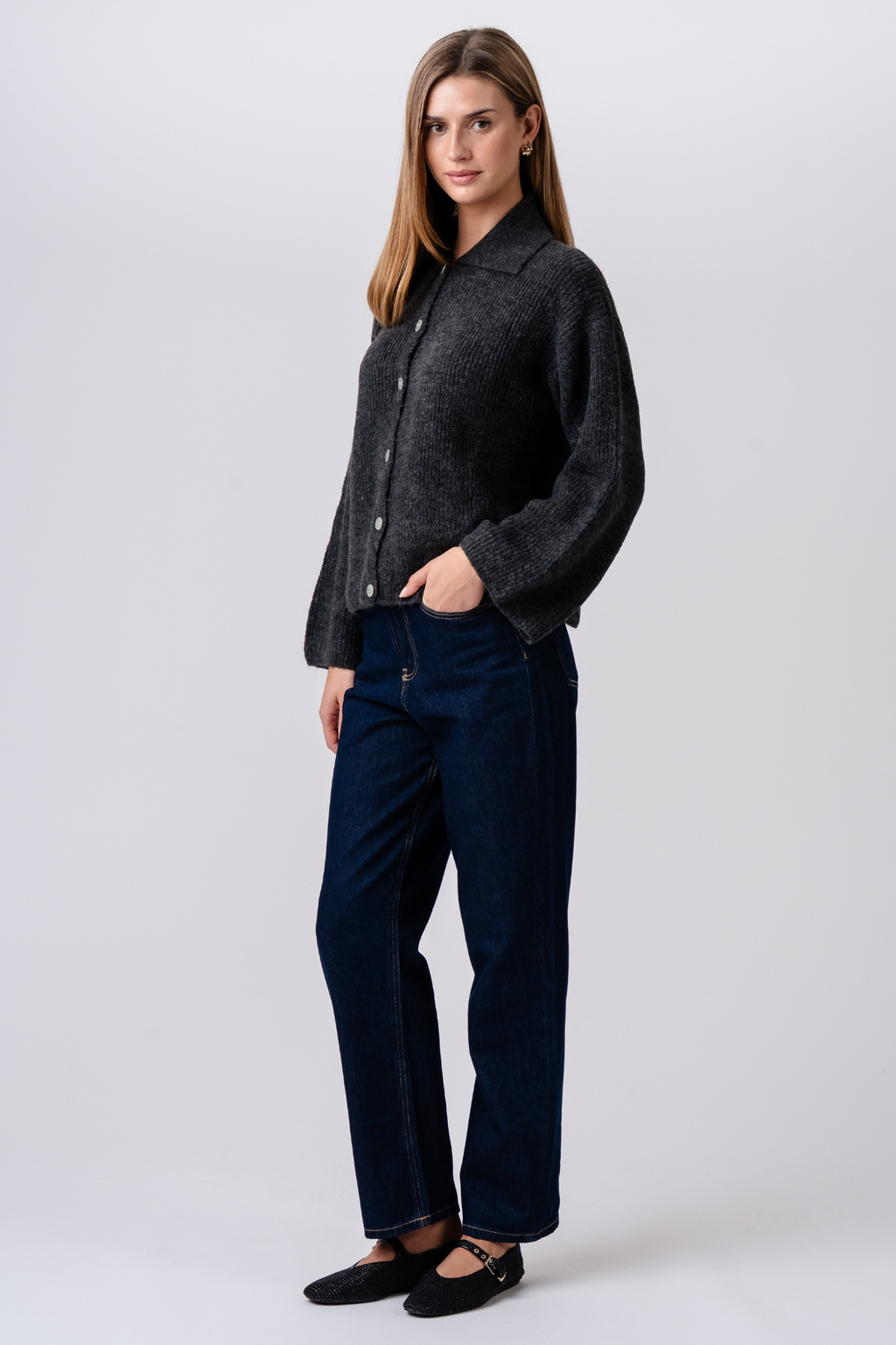 Josie Polo Knit - Graphite