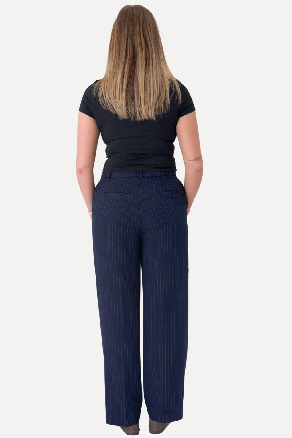Pantaloni classici - gessicio blu scuro