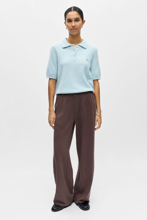 Polo Debbie lavorata a maglia - Cielo invernale melange