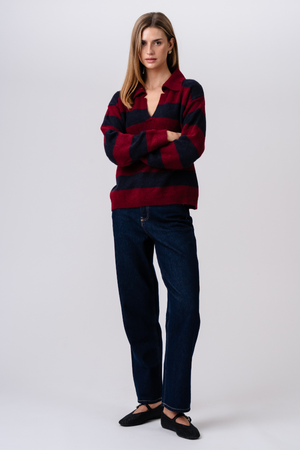 Nora Knit - Borgogna/Blu intenso