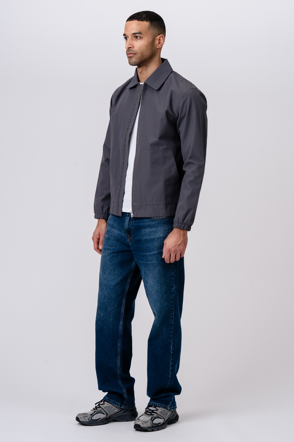 Giacca corta con zip - Grigia