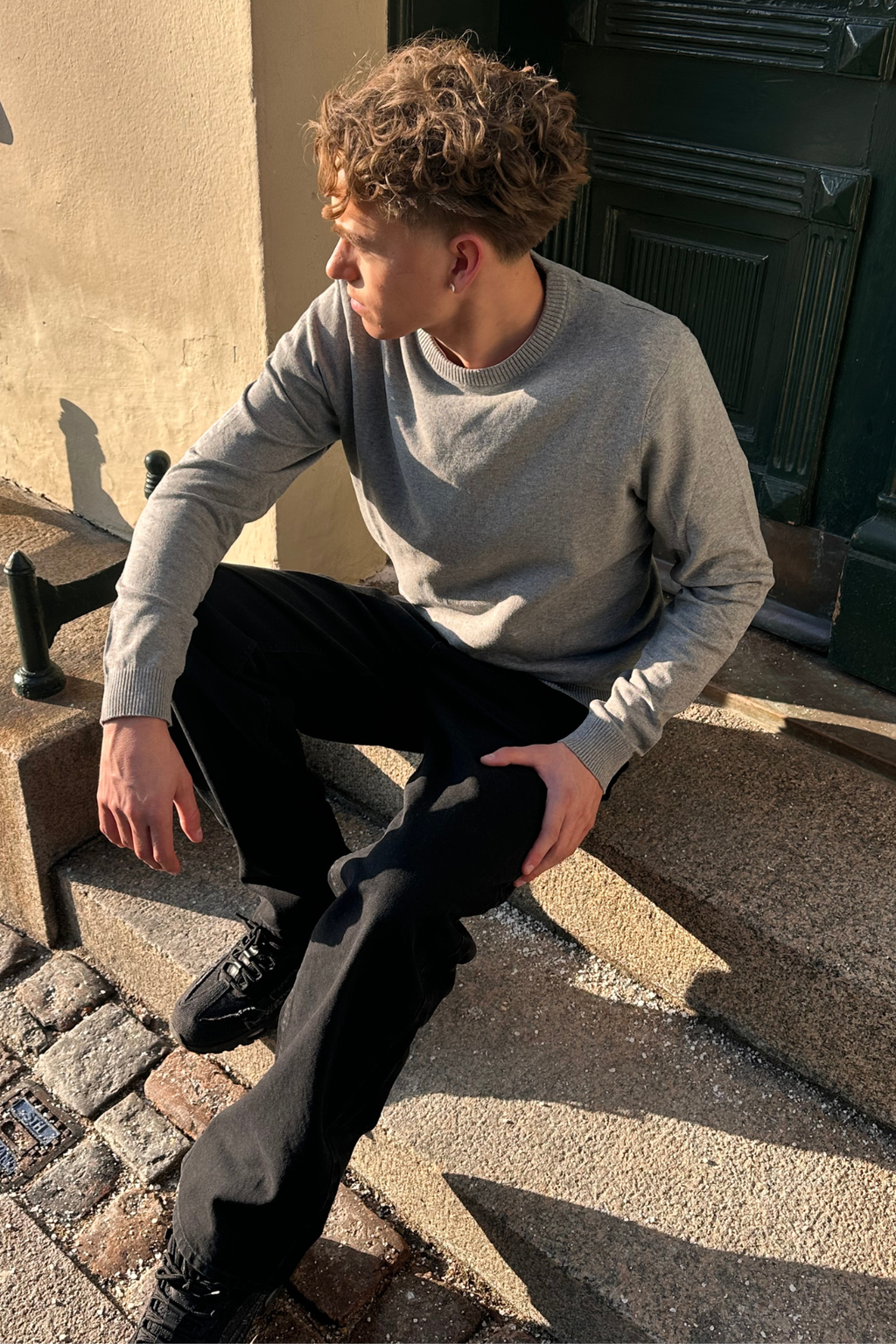 Pullover girocollo - Grigio Melange