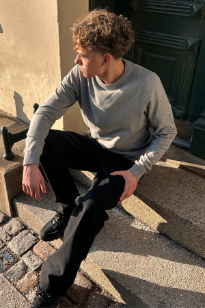 Pullover girocollo - Grigio Melange