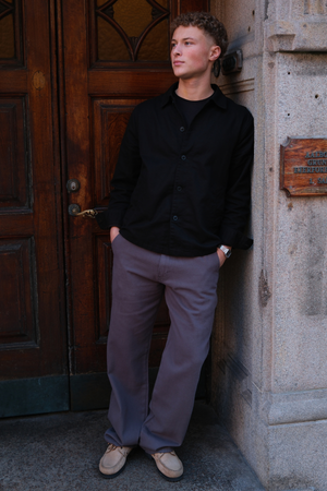 Chino dritto in cotone - Grigio