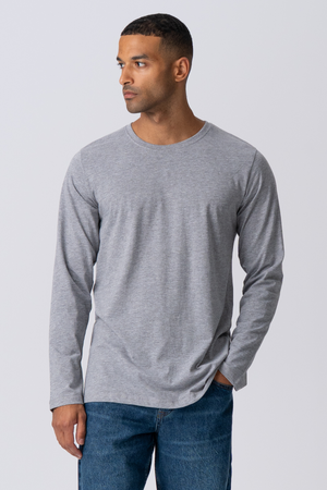 T-shirt di base a maniche lunghe-Grigio