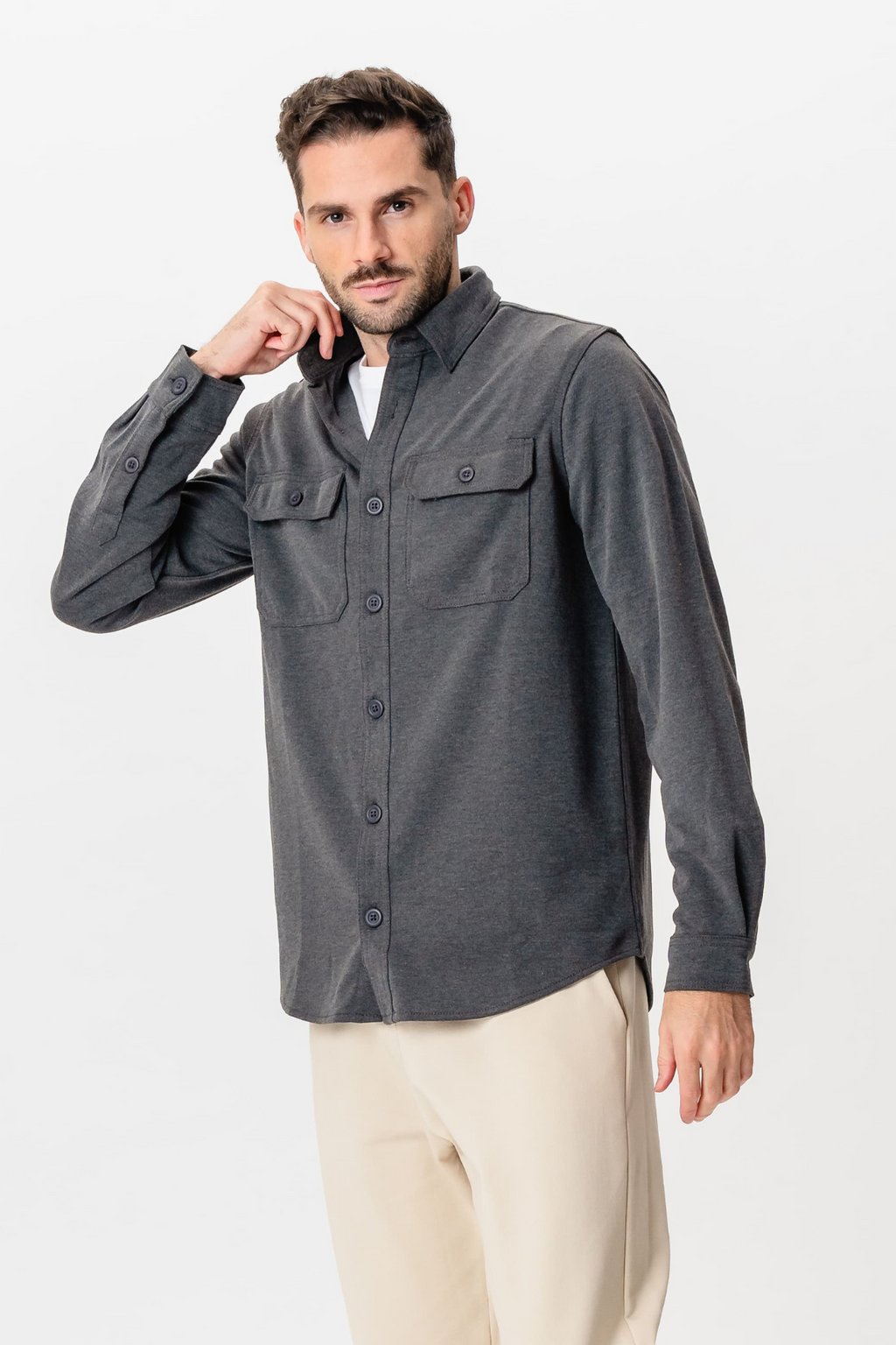 Performance Regular Overshirt - Carbone