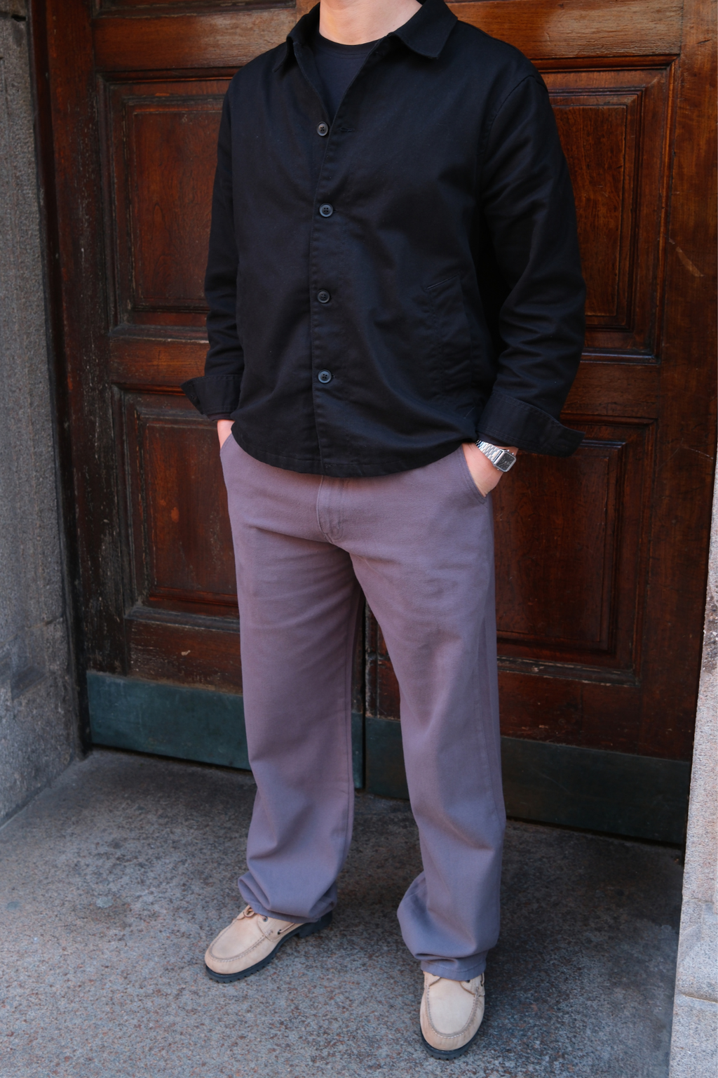 Chino dritto in cotone - Grigio