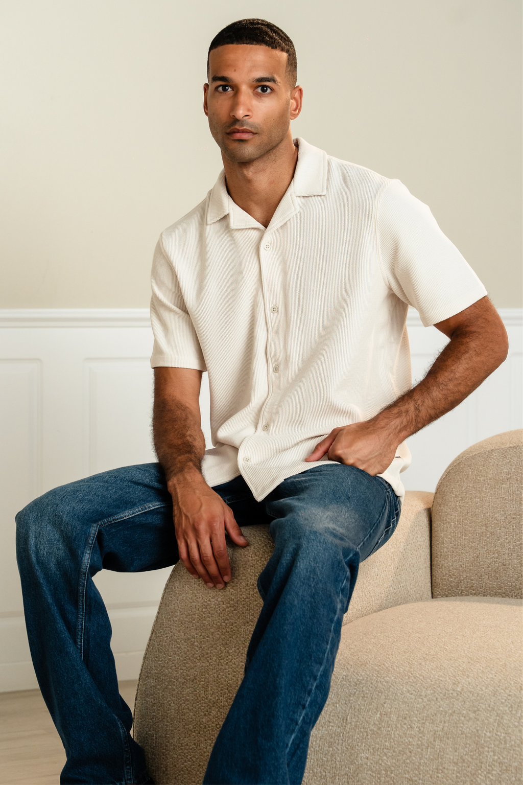 Camicia a maglia - beige