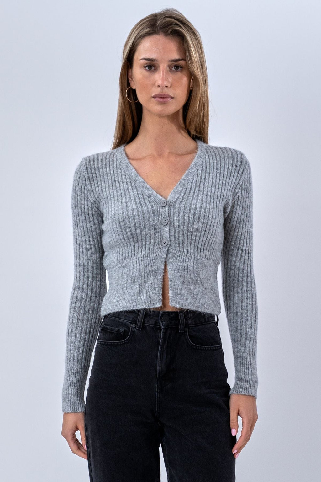 Blusa Nova Tie lavorata a maglia - Grigia