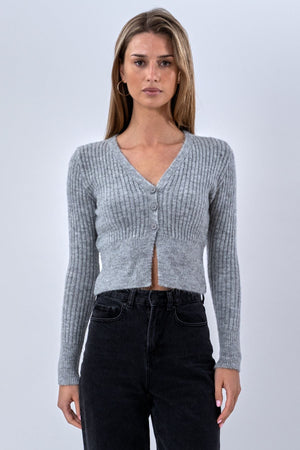 Blusa Nova Tie lavorata a maglia - Grigia