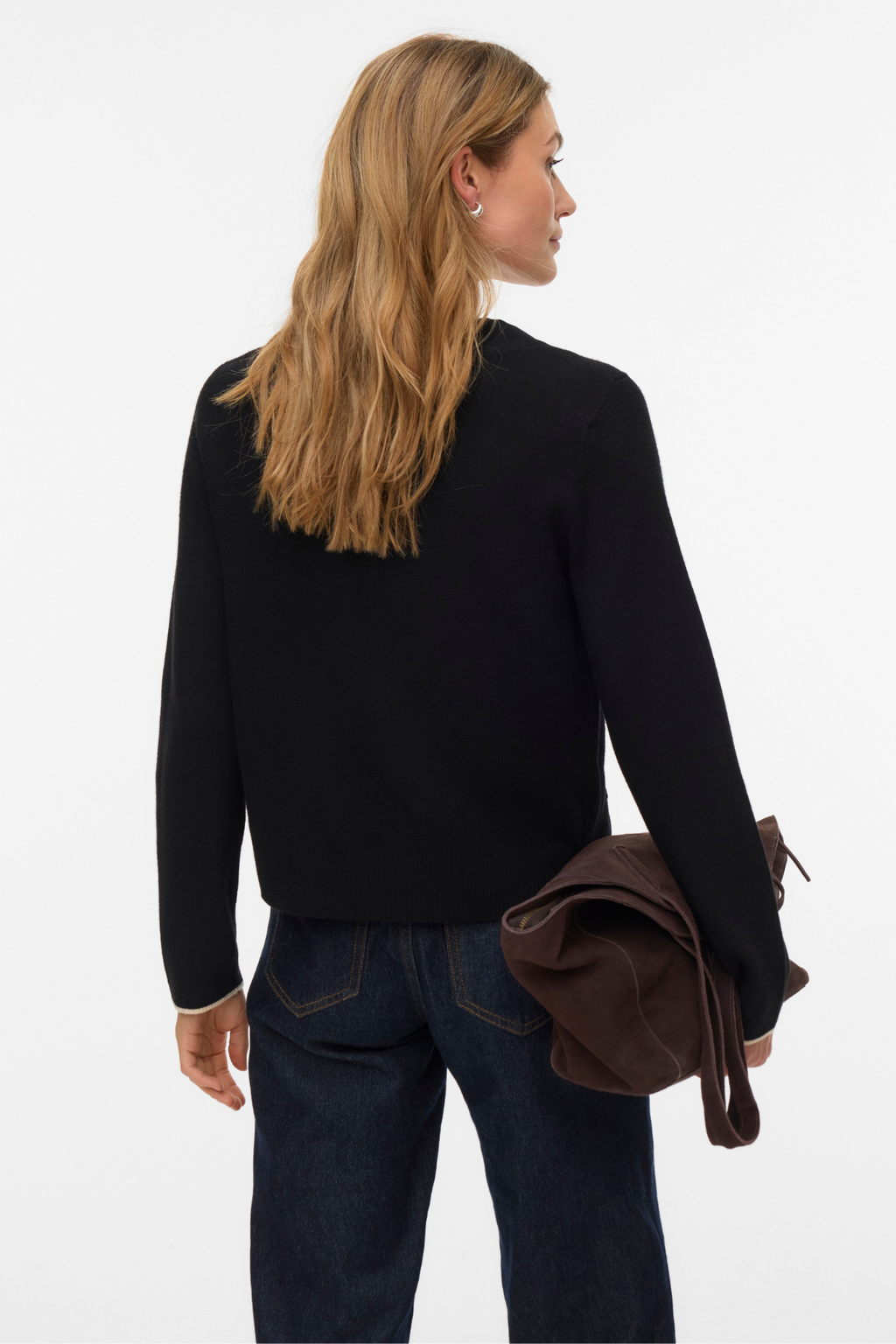 Gold V-Neck Contrast Cardigan - Black W. Birch