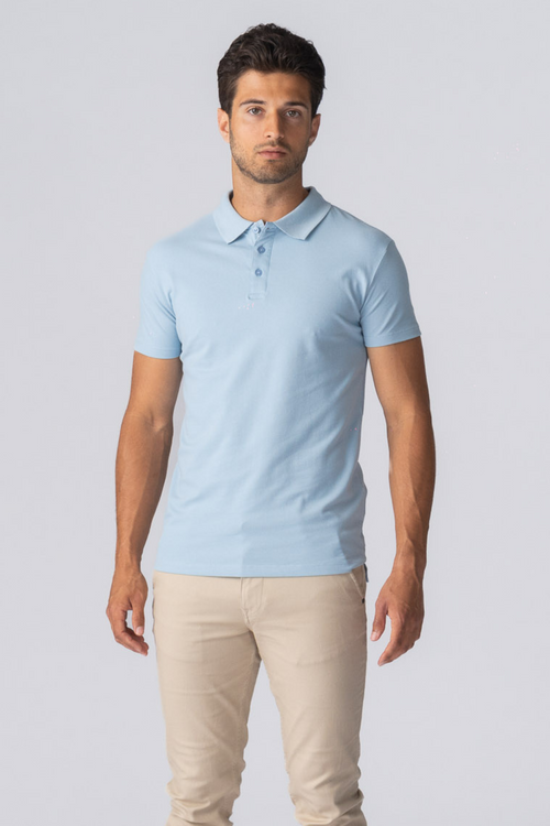 Muscle Polo Shirt - Light Blue