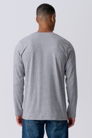 T-shirt di base a maniche lunghe-Grigio