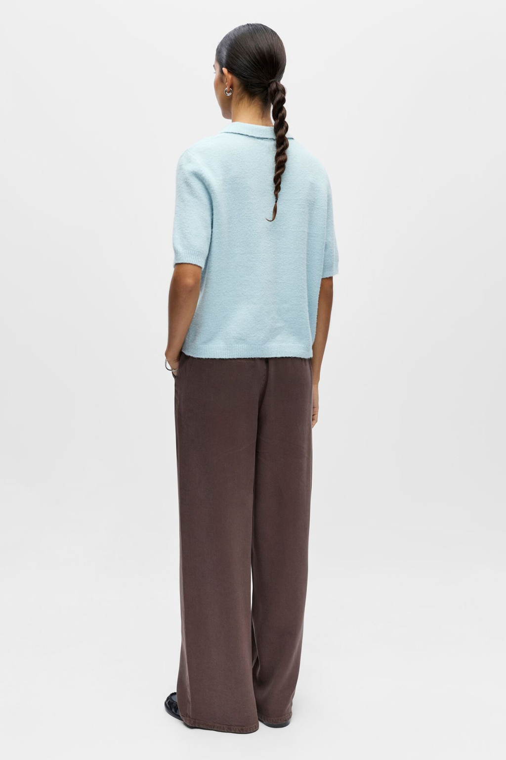 Polo Debbie lavorata a maglia - Cielo invernale melange