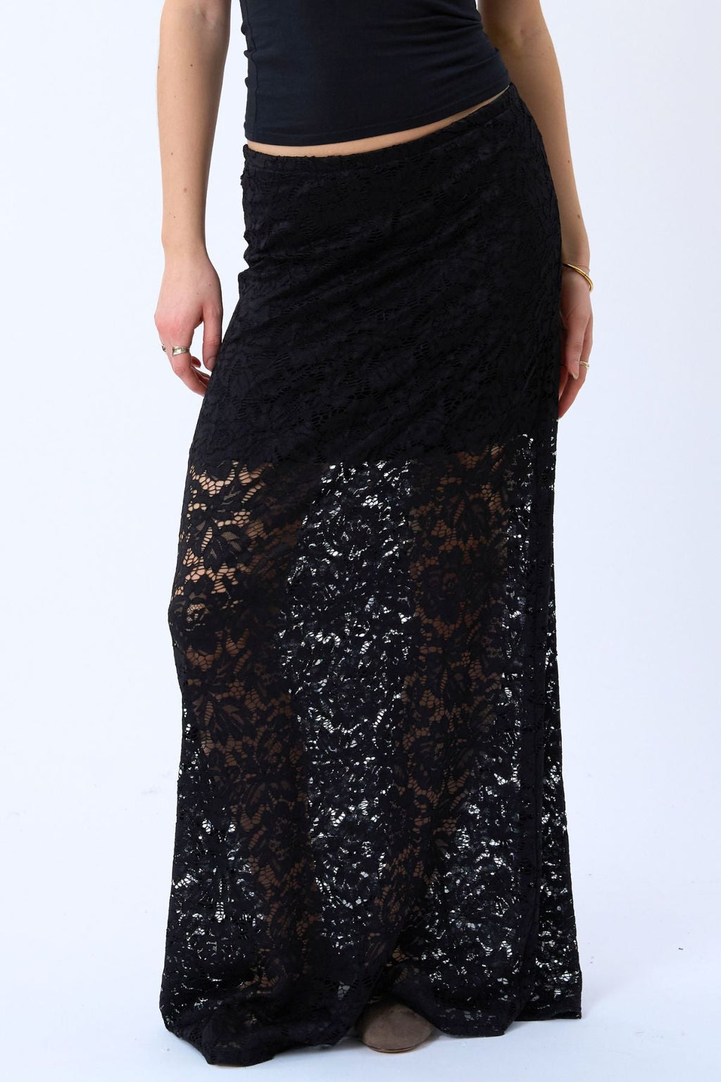 Gonna lunga in pizzo Amara - Nero
