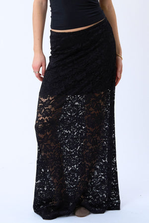 Gonna lunga in pizzo Amara - Nero