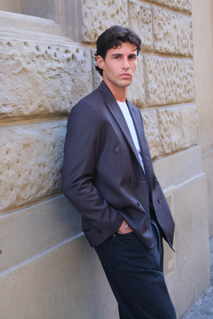 Premium Double-breasted Blazer - Grey-brown