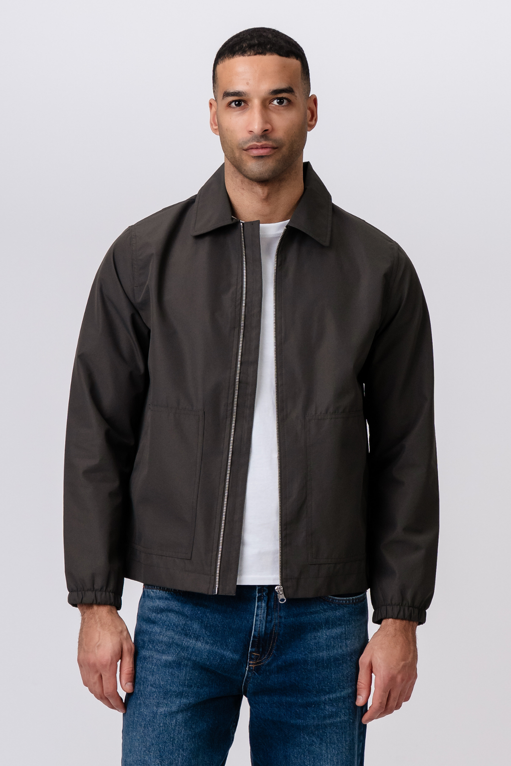 Giacca corta con zip - Verde scuro