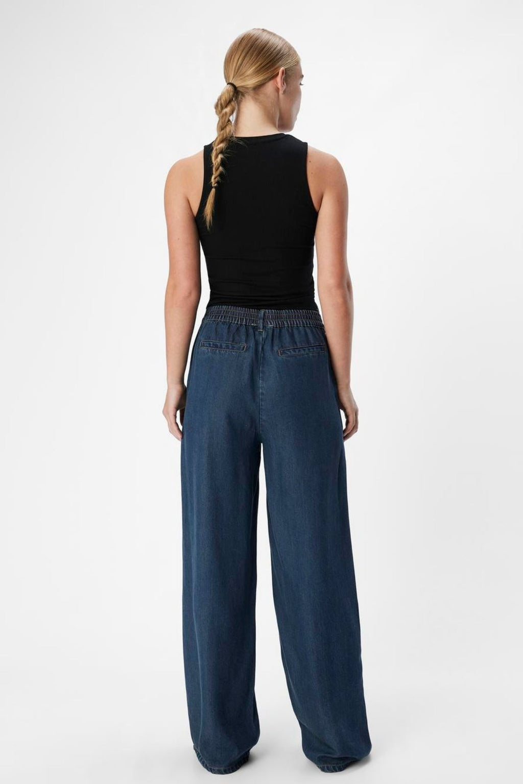 Frame Lisa larga Pants - lavaggio di risciacquo in denim blu scuro