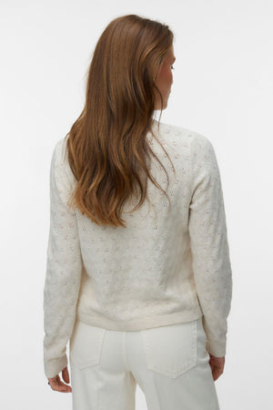 Doffy Stitch Cardigan Manica Lunga O-Collo - Birch Melange