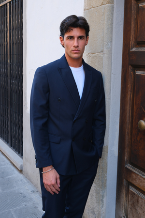 Premium Double-breasted Blazer - Navy