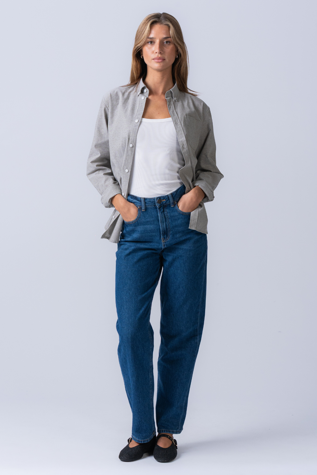 Fidanzato oxford camicia - grigio