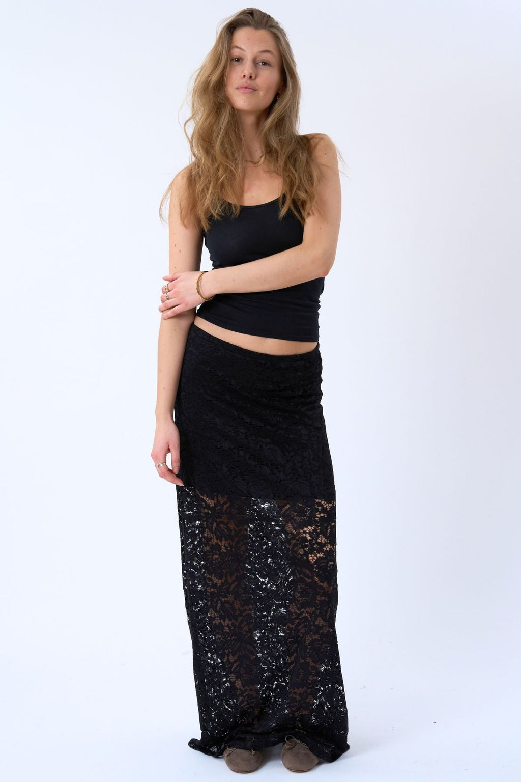 Gonna lunga in pizzo Amara - Nero