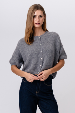 Mary Short Sleeved Knit - Grey