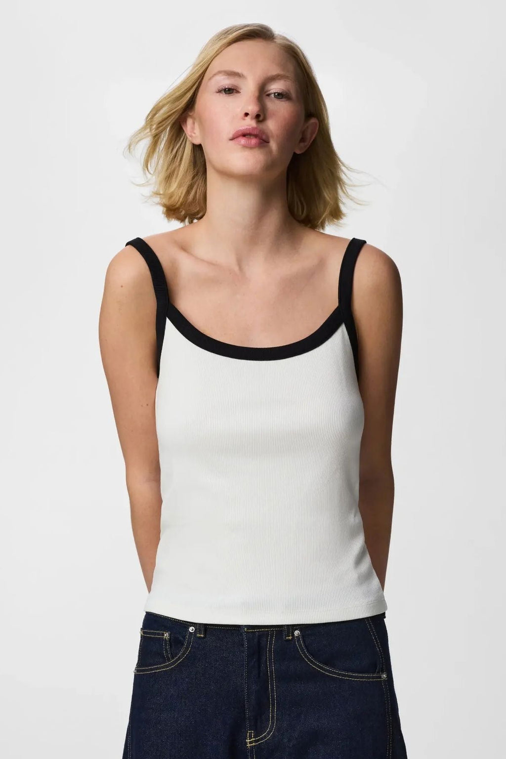 May Strap Top - Bright White-Black