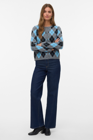 Giorgia O -Neck Cardigan - Media medio grigio