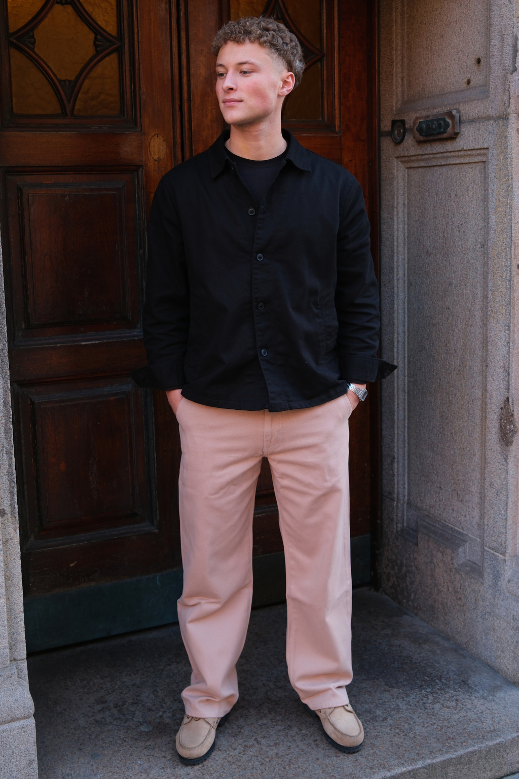 Chino dritto in cotone - Beige