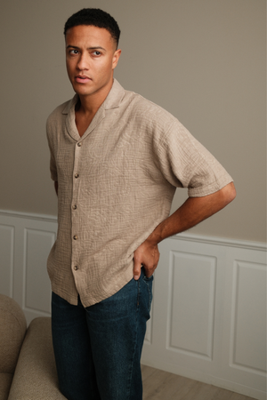 Camicia a maniche corte - sabbia