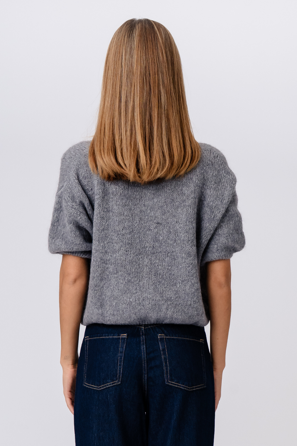 Mary Short Sleeved Knit - Grey
