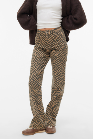 Tessa Wide Stretch Jeans - Silver Mink Zebra